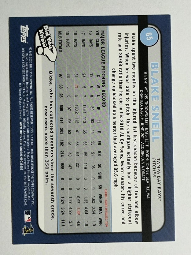 2020 Topps Big League #65 Blake Snell