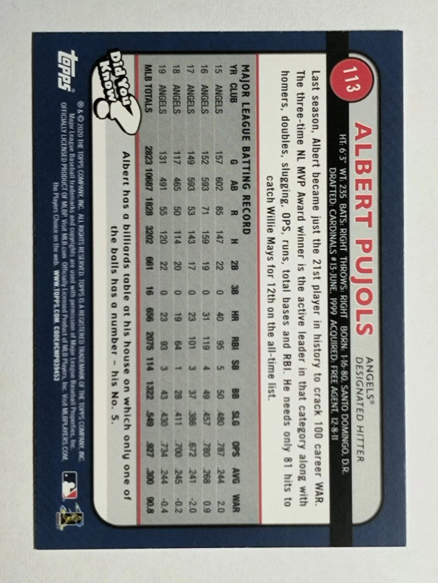 2020 Topps Big League #113 Albert Pujols