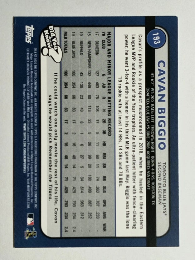 2020 Topps Big League #193 Cavan Biggio
