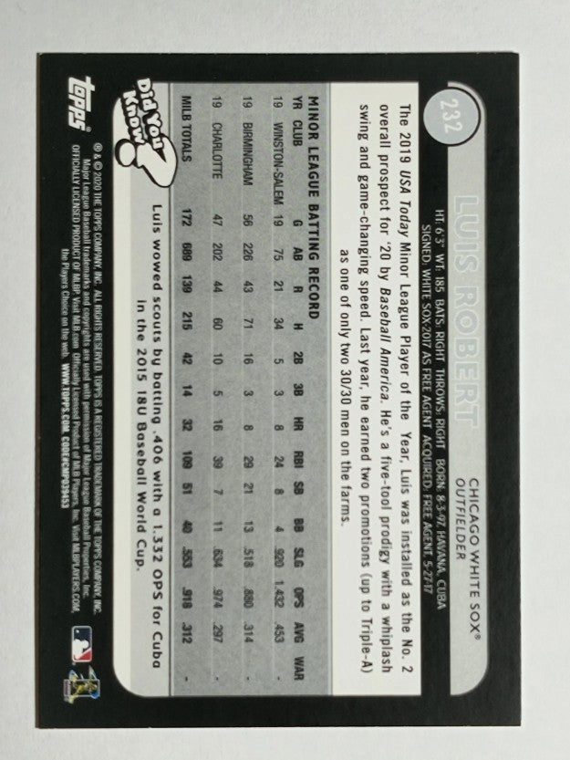 2020 Topps Big League #232 Luis Robert RC
