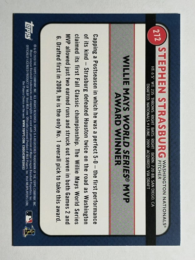 2020 Topps Big League #272 Stephen Strasburg AW