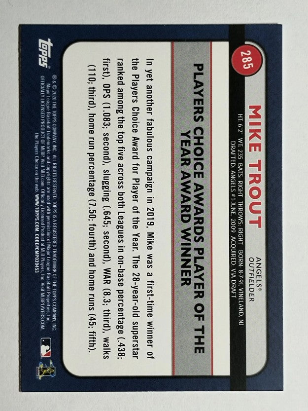 2020 Topps Big League #285 Mike Trout AW
