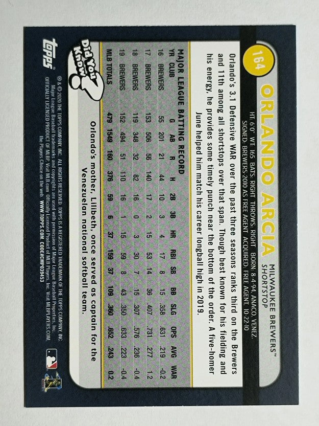 2020 Topps Big League Blue #164 Orlando Arcia