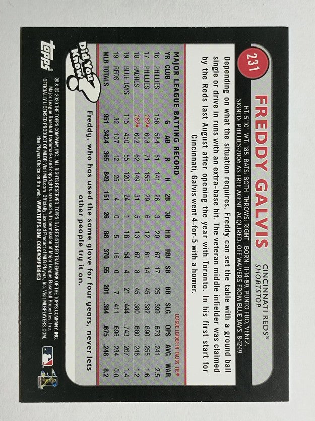 2020 Topps Big League Blue #231 Freddy Galvis