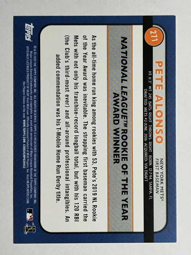 2020 Topps Big League Orange #271 Pete Alonso AW