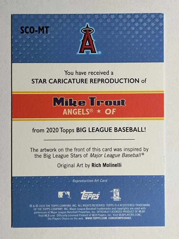 2020 Topps Big League Star Caricature Reproductions #SCOMT Mike Trout