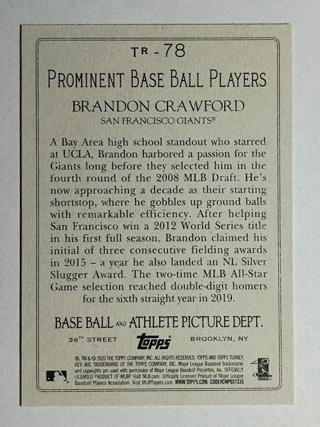 2020 Topps Turkey Red '20 #TR78 Brandon Crawford