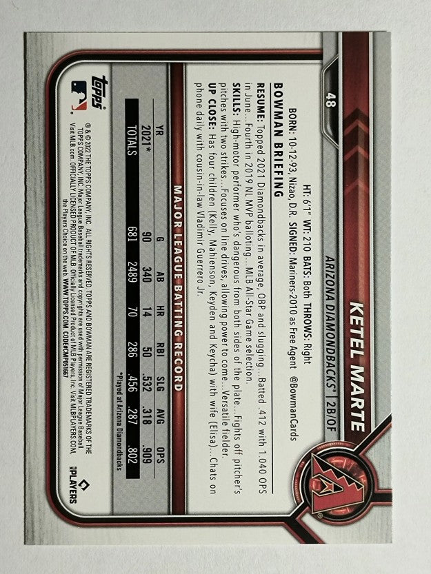 2022 Bowman #48 Ketel Marte