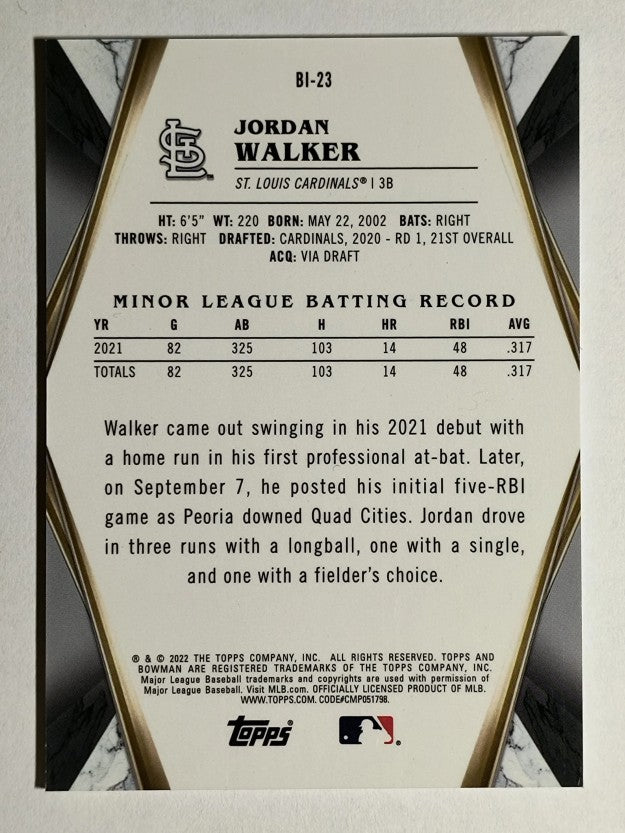 2022 Bowman Chrome Invicta #BI23 Jordan Walker