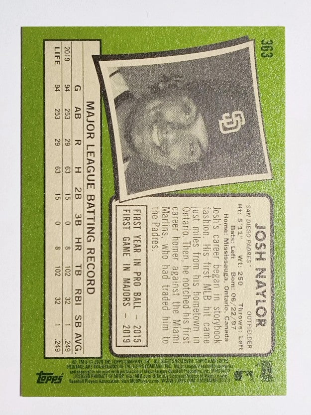 2020 Topps Heritage #363 Josh Naylor