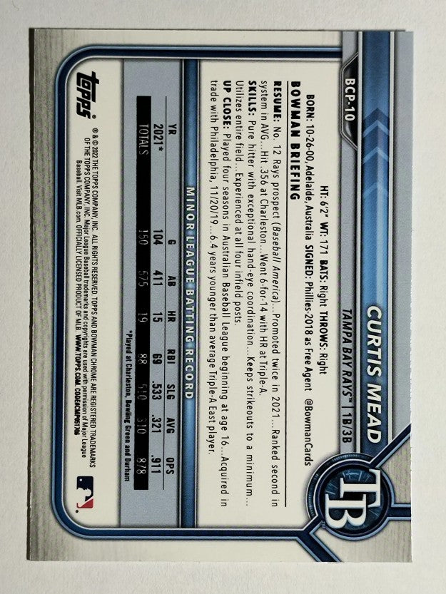2022 Bowman Chrome Prospects #BCP10 Curtis Mead