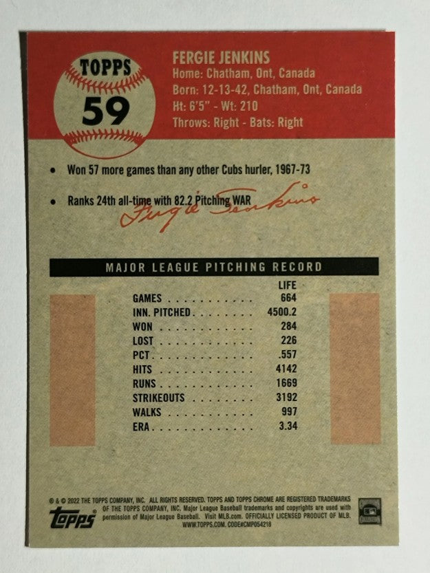 2022 Topps Chrome Platinum Anniversary #59 Fergie Jenkins