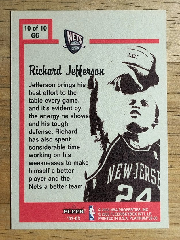 2002-03 Fleer Platinum Guts and Glory #10GG Richard Jefferson