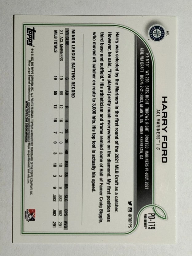 2022 Topps Pro Debut #PD179 Harry Ford