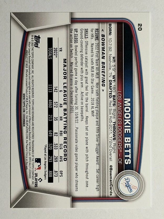 2023 Bowman #20 Mookie Betts