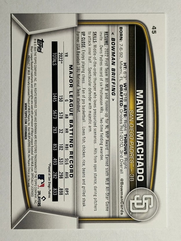 2023 Bowman #45 Manny Machado