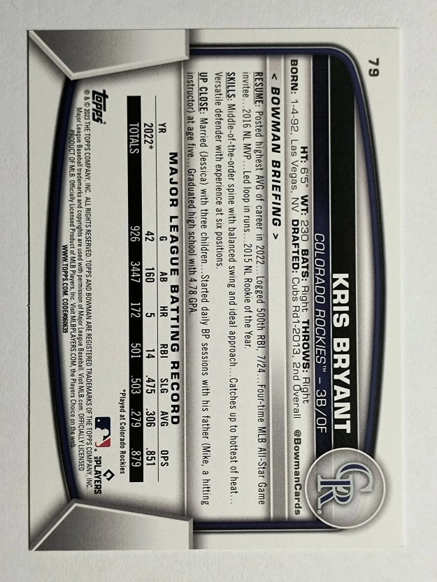 2023 Bowman #79 Kris Bryant