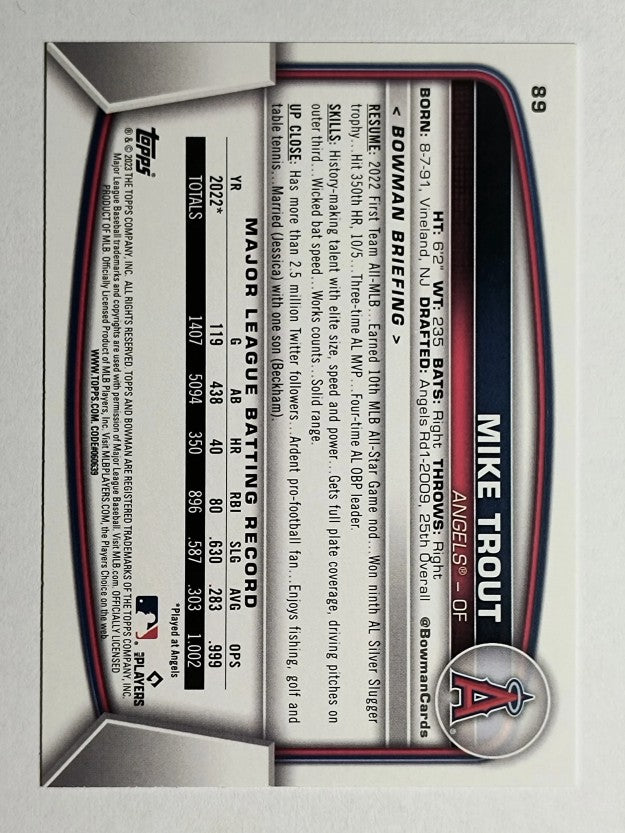 2023 Bowman #89 Mike Trout