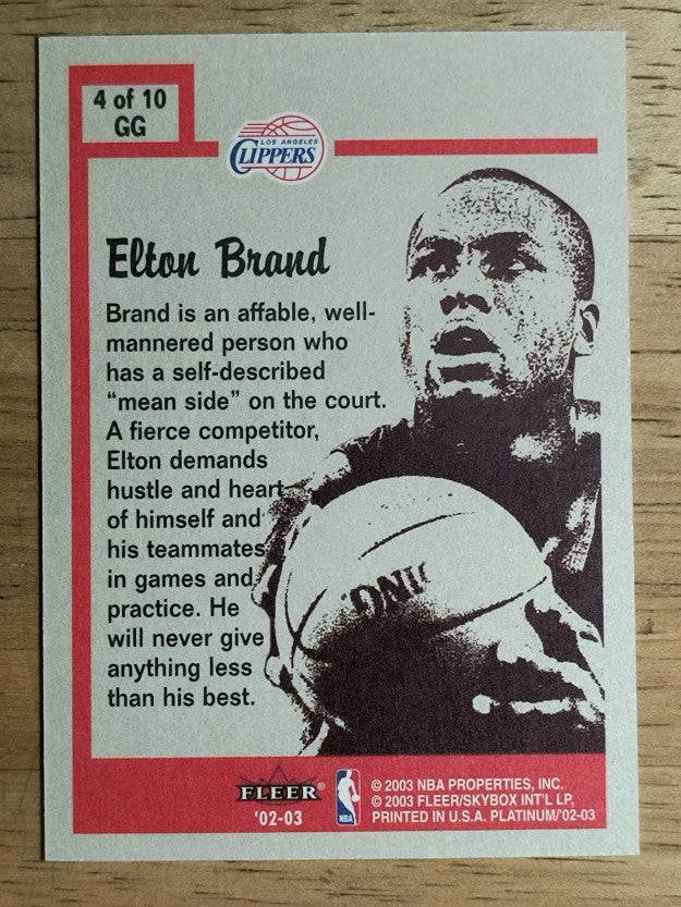 2002-03 Fleer Platinum Guts and Glory #4GG Elton Brand