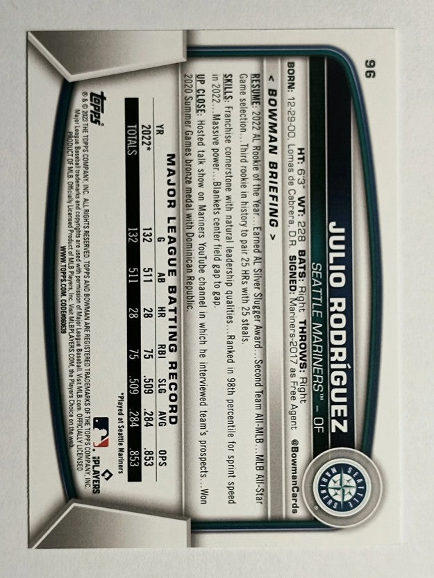 2023 Bowman #96 Julio Rodriguez
