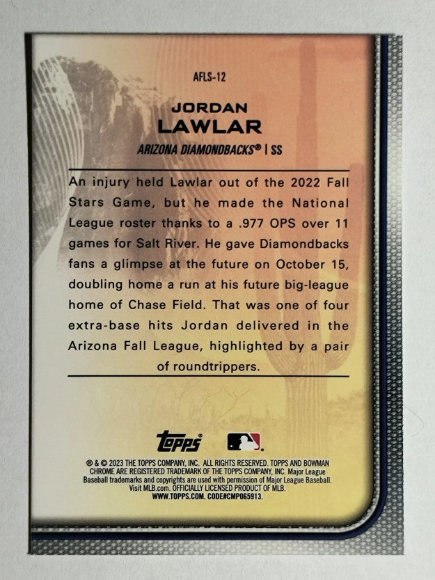 2023 Bowman Chrome '22 AFL Fall Stars #AFLS12 Jordan Lawlar