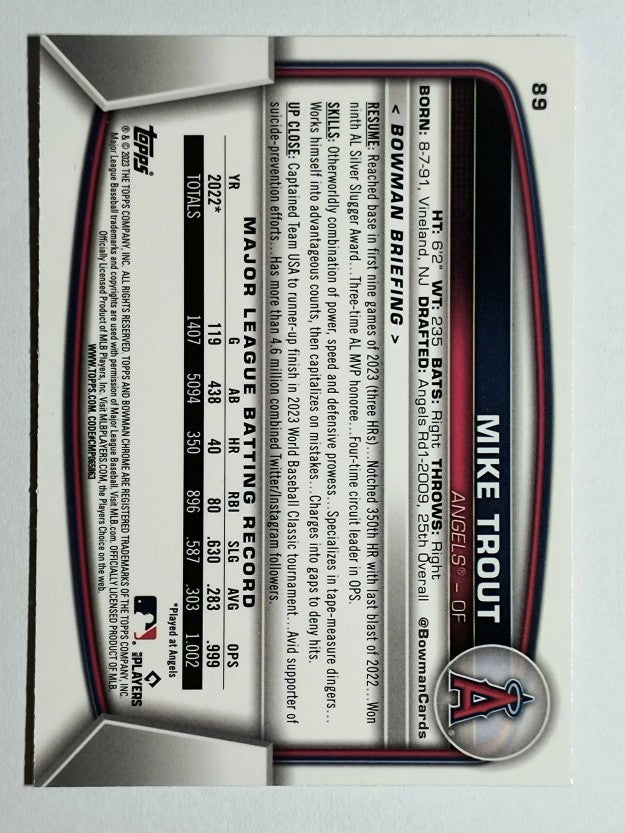 2023 Bowman Chrome #89 Mike Trout