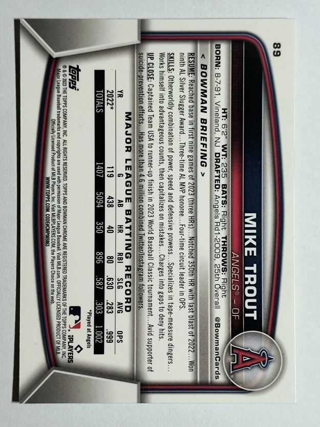 2023 Bowman Chrome #89 Mike Trout