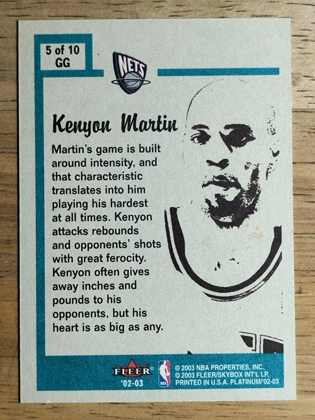 2002-03 Fleer Platinum Guts and Glory #5GG Kenyon Martin