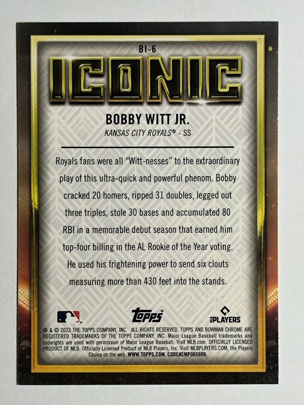 2023 Bowman Chrome Bowman Iconic #BI6 Bobby Witt Jr.
