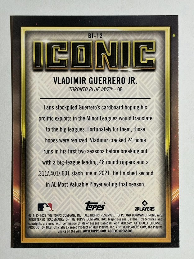 2023 Bowman Chrome Bowman Iconic #BI12 Vladimir Guerrero Jr.