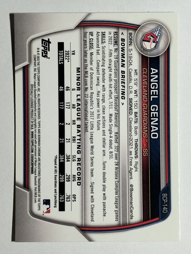 2023 Bowman Chrome Prospects #BCP140 Angel Genao