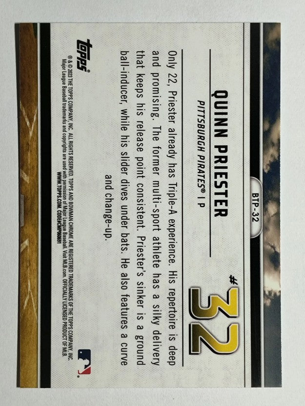2023 Bowman Chrome Scouts Top 100 #BTP32 Quinn Priester