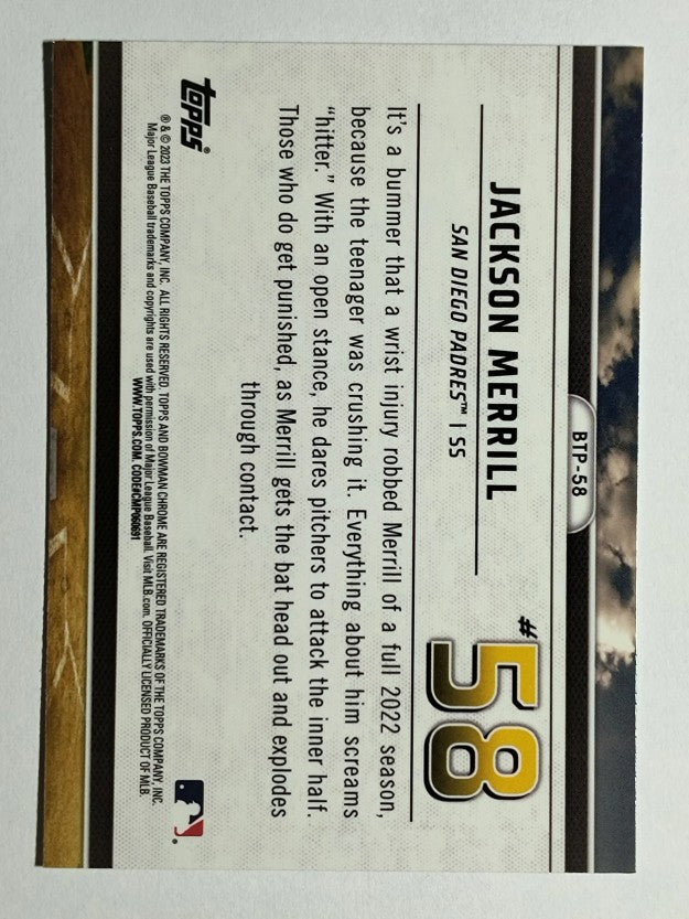 2023 Bowman Chrome Scouts Top 100 #BTP58 Jackson Merrill