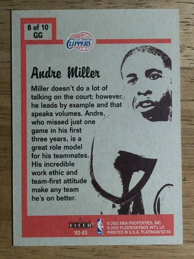 2002-03 Fleer Platinum Guts and Glory #8GG Andre Miller