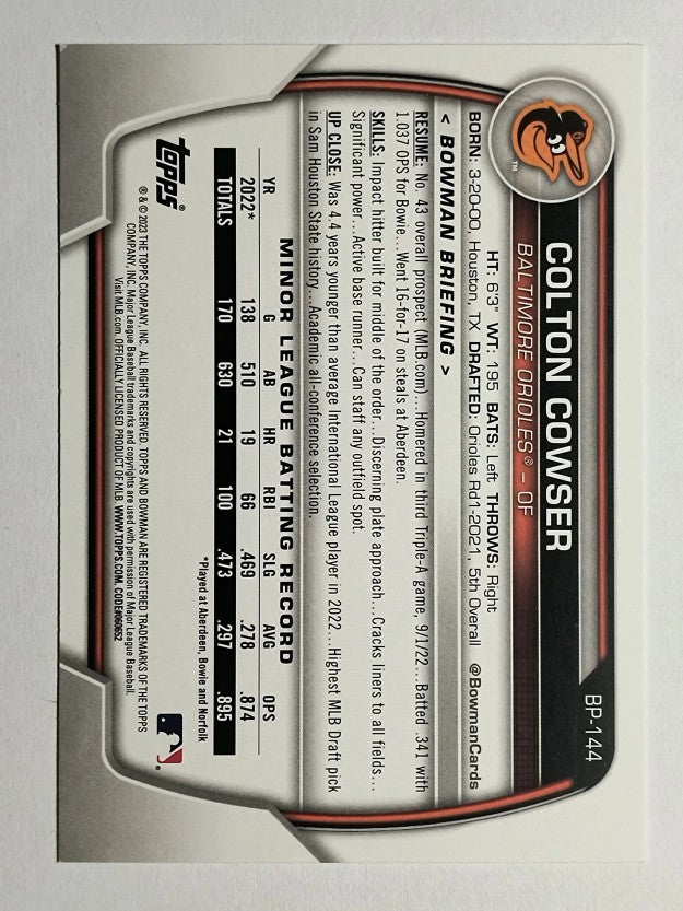 2023 Bowman Prospects #BP144 Colton Cowser