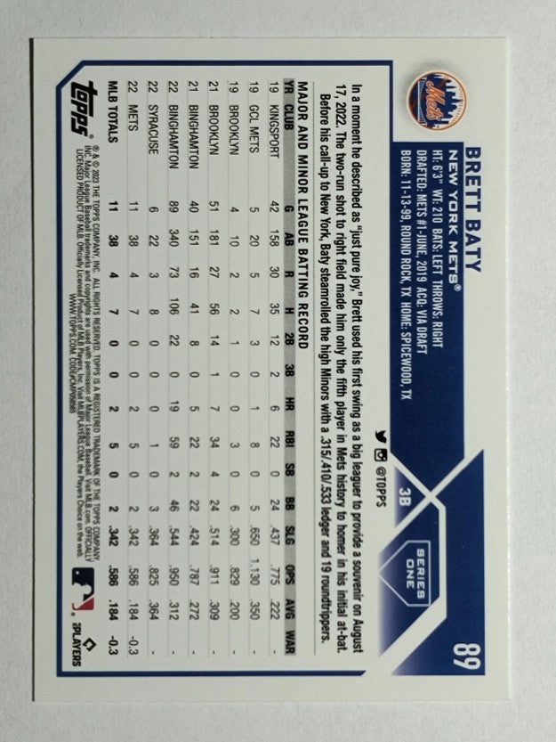 2023 Topps #89 Brett Baty RC