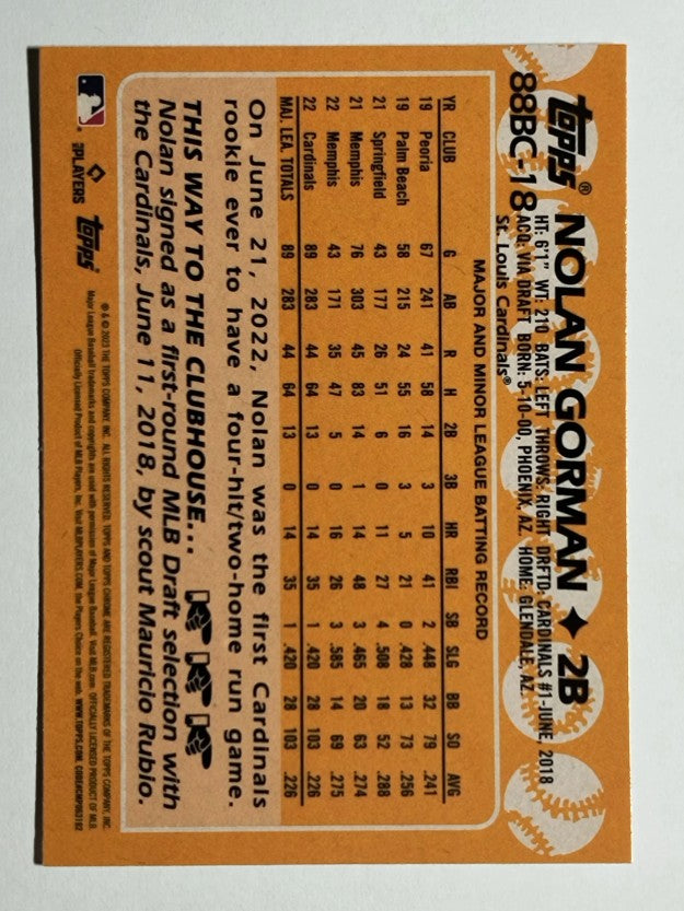2023 Topps Chrome '88 Topps #88BC18 Nolan Gorman