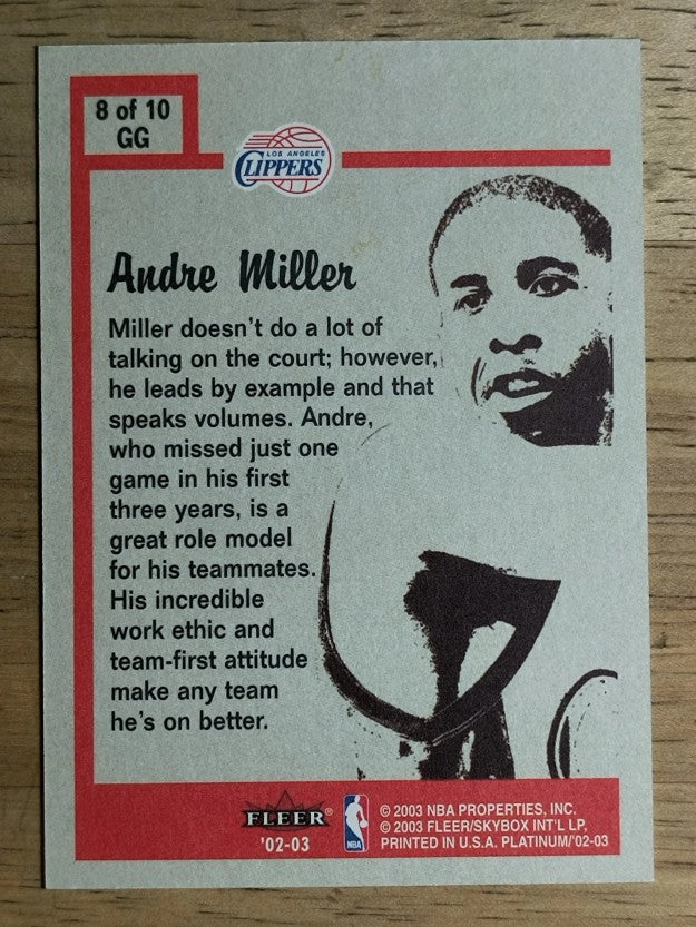 2002-03 Fleer Platinum Guts and Glory #8GG Andre Miller
