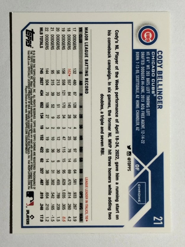 2023 Topps Chrome #21 Cody Bellinger