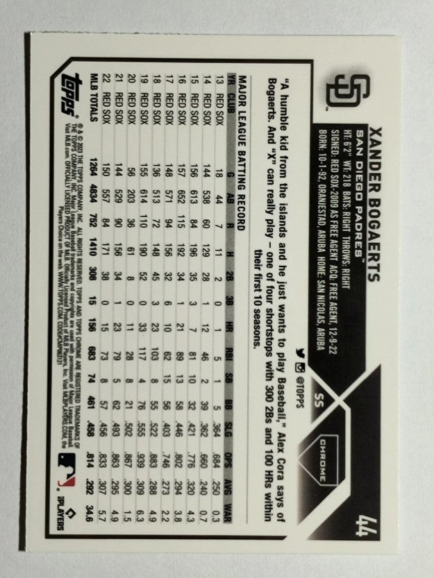 2023 Topps Chrome #44 Xander Bogaerts