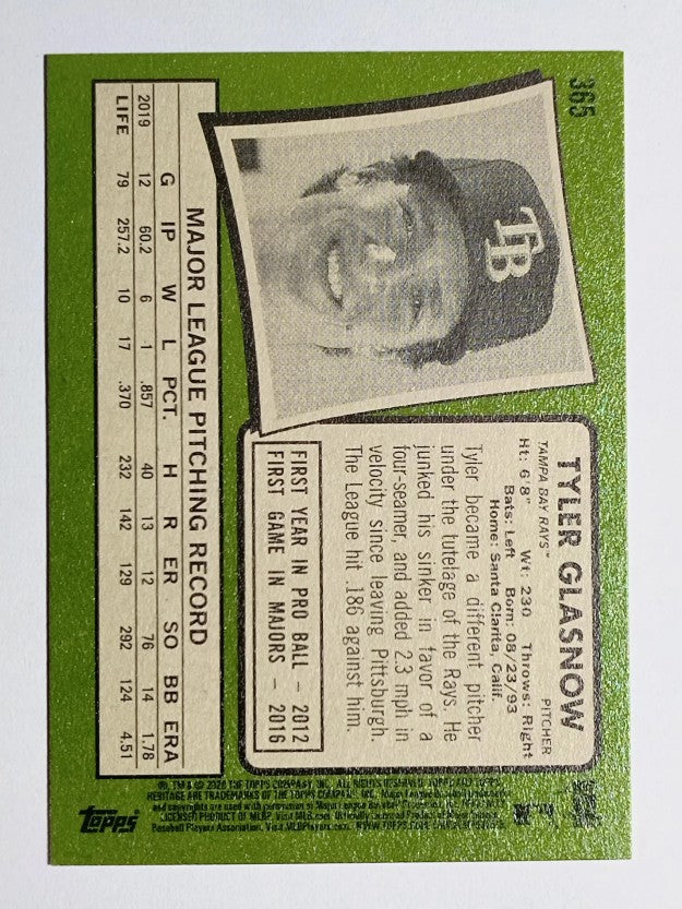 2020 Topps Heritage #365 Tyler Glasnow