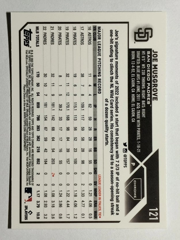 2023 Topps Chrome #121 Joe Musgrove