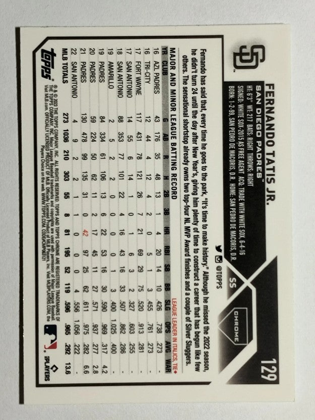 2023 Topps Chrome #129 Fernando Tatis Jr.
