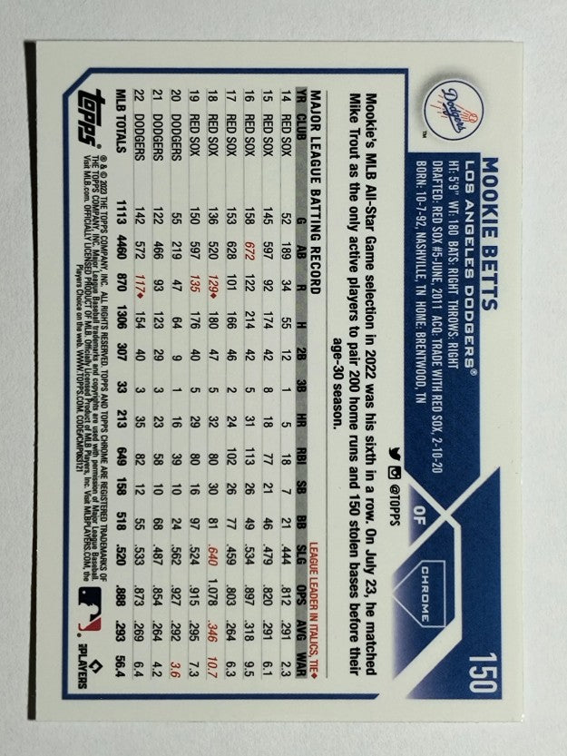 2023 Topps Chrome #150 Mookie Betts