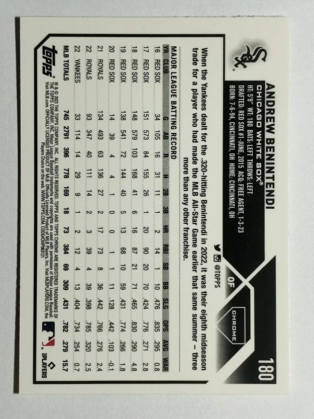 2023 Topps Chrome #180 Andrew Benintendi