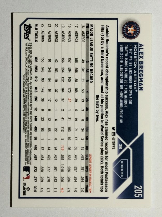 2023 Topps Chrome #205 Alex Bregman