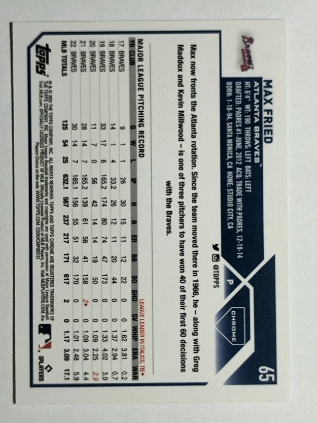 2023 Topps Chrome Prism Refractors #65 Max Fried