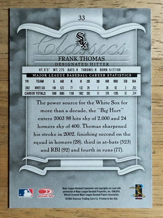 2003 Donruss Classics #33 Frank Thomas