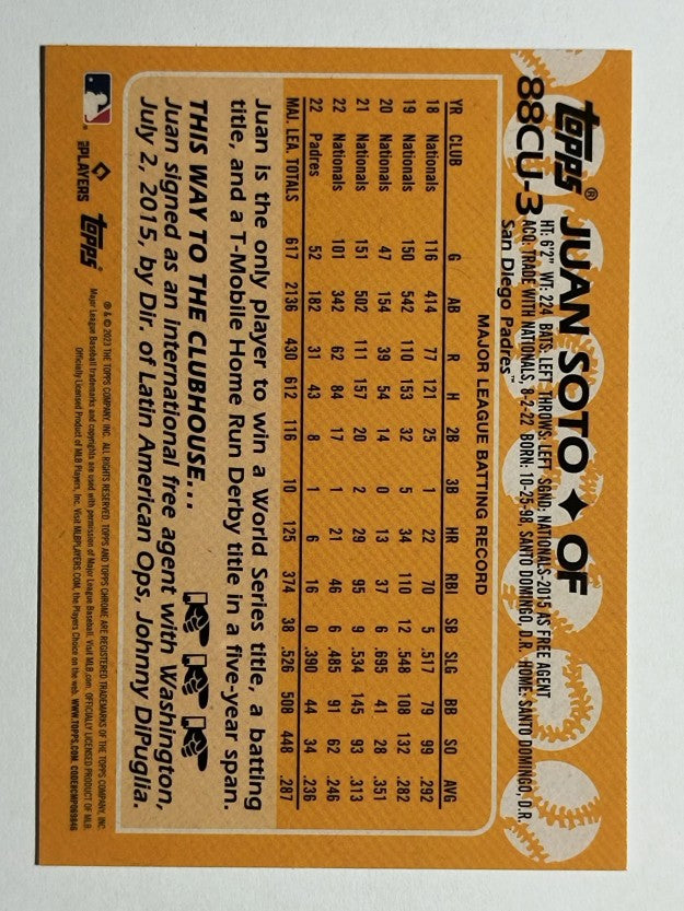 2023 Topps Chrome Update '88 Topps #88CU3 Juan Soto
