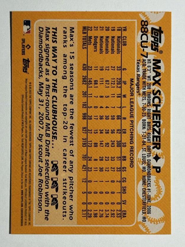 2023 Topps Chrome Update '88 Topps #88CU7 Max Scherzer